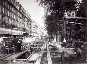 Construcción de la estación de St Paul en la Línea 1 del metro de París, 1903 de French Photographer